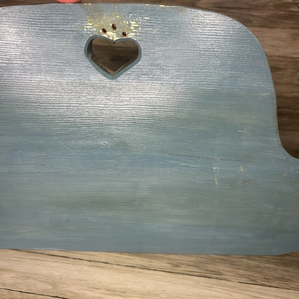 Wood Heart Hand Towel Rack Country Rustic Cottage Love Birds Painted Decor‎ Rack